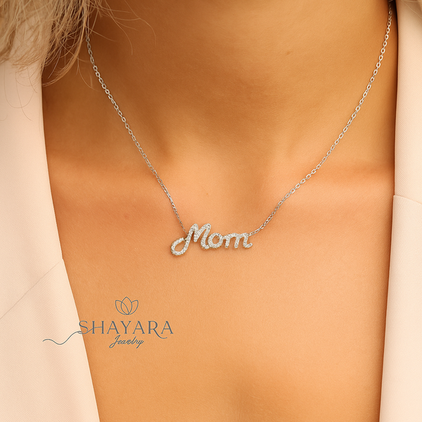 ✨ שרשרת – תליון MOM בצורת לב❤️