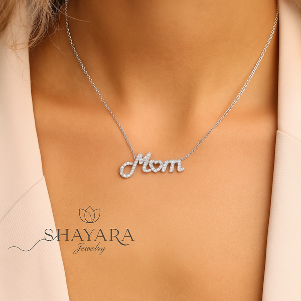 ✨ שרשרת – תליון MOM בצורת לב❤️