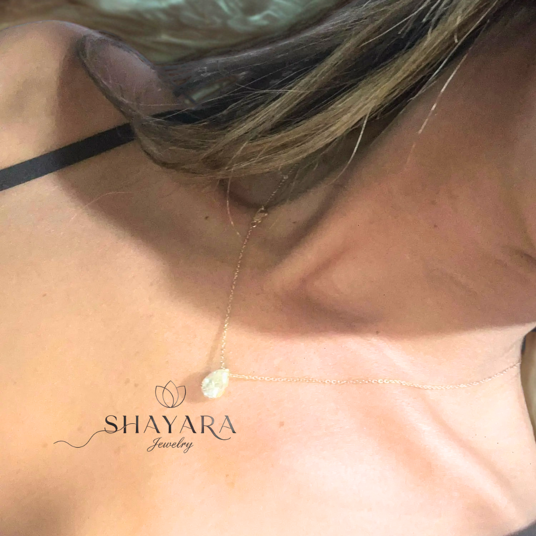 🌹 שרשרת "אהבה נצחית" –אבן יהלום מוייסנייט אובלי