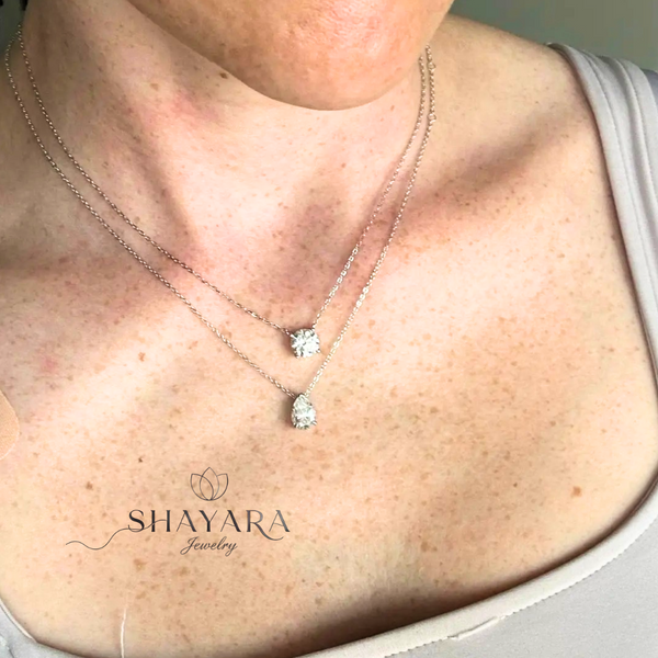 🌹 שרשרת "אהבה נצחית" –אבן יהלום מוייסנייט אובלי