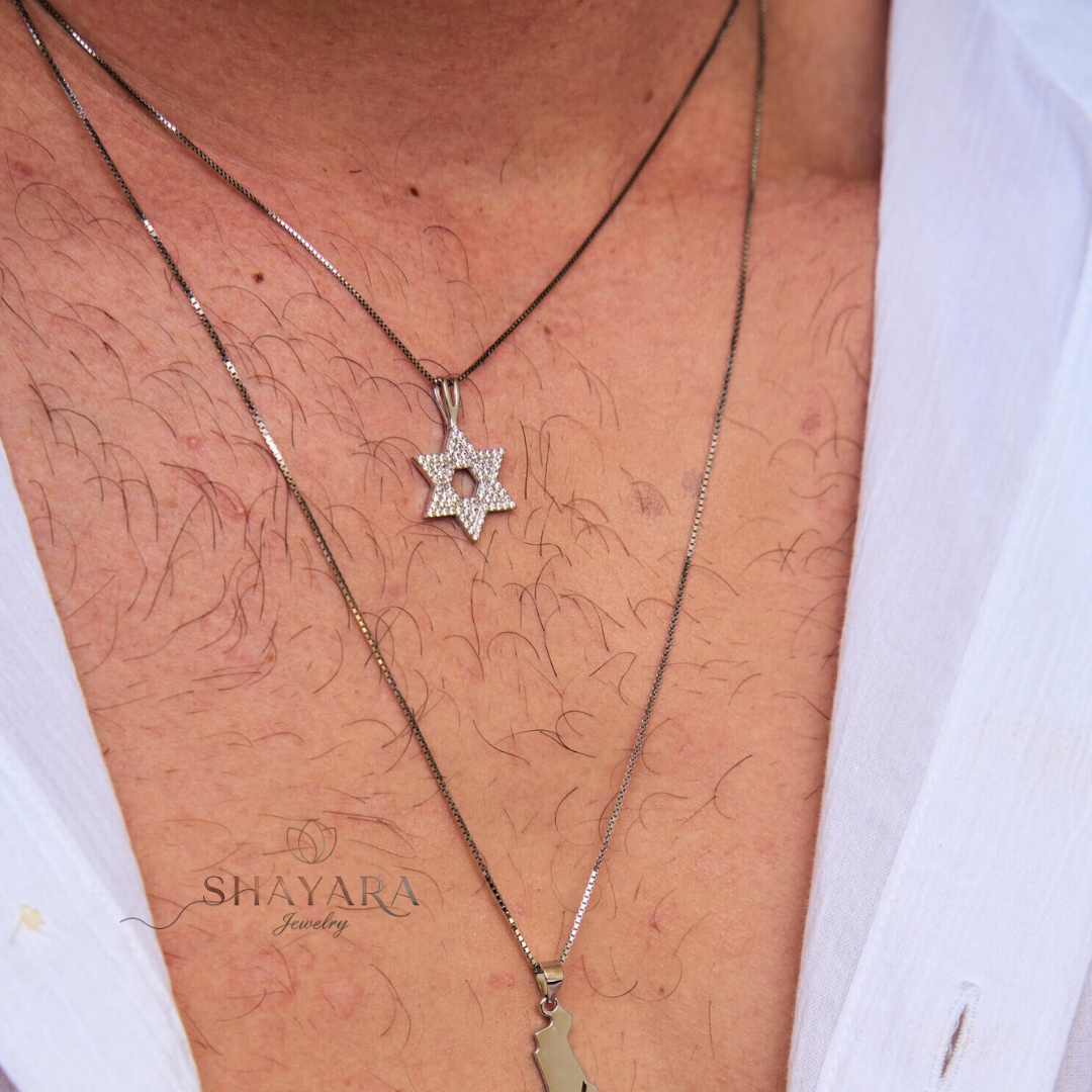 שרשרת David Steel שיבוץ כפול
